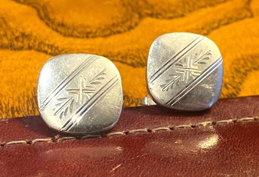 VTG Anson Silver tone Etched Cufflinks